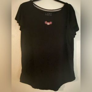 Poof New York rose embroidered top floral